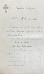 MARECHAL CARMONA, GENERAL SANTOS COSTA e GENERAL VIEIRA DA ROCHA. Diploma da Ordem Militar de Aviz